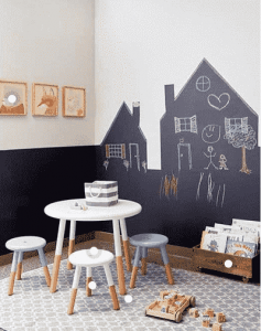Contemporary Playroom with Engaging Chalkboard Wall